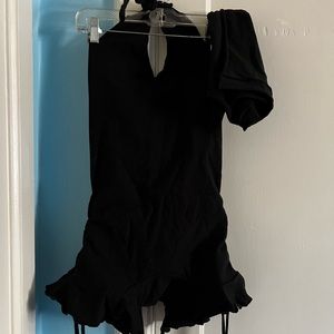 Harmonic Threads Black shortall stretchy onesie with frill adjustable legs